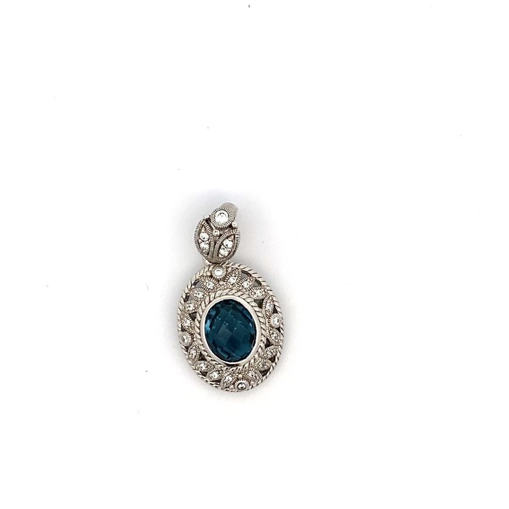 Judith Ripka Sterling CZ/Blue Stone Oval Pendant